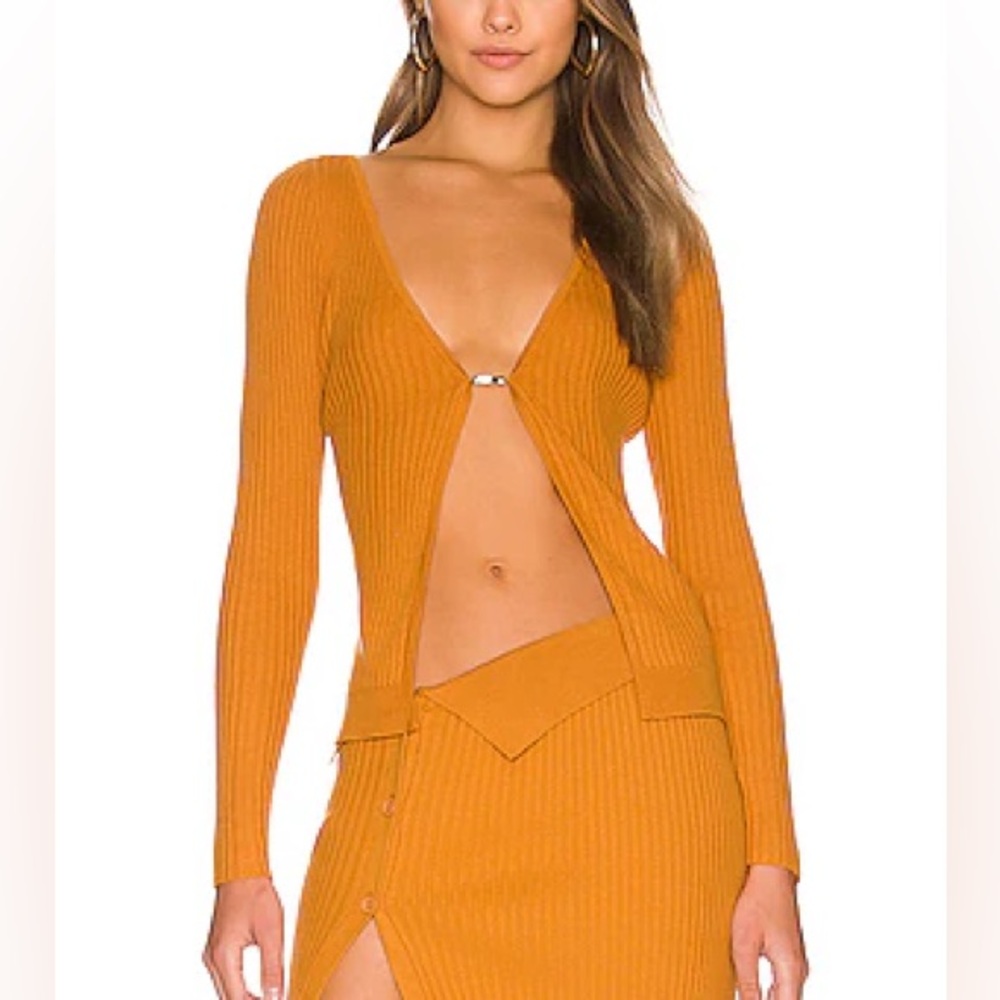 Atoir The Lori Rib Knit Sweater Top in Honey Orange size Small
